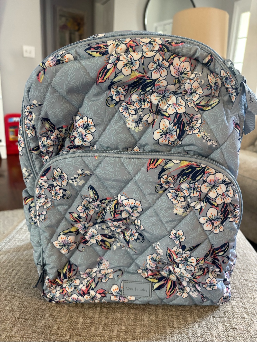 Vera Bradley Sky Blue Quilted Floral Backpack